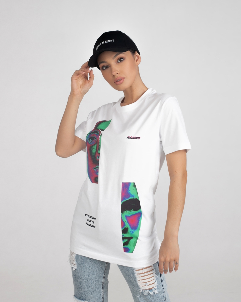 T-shirt solar face biały