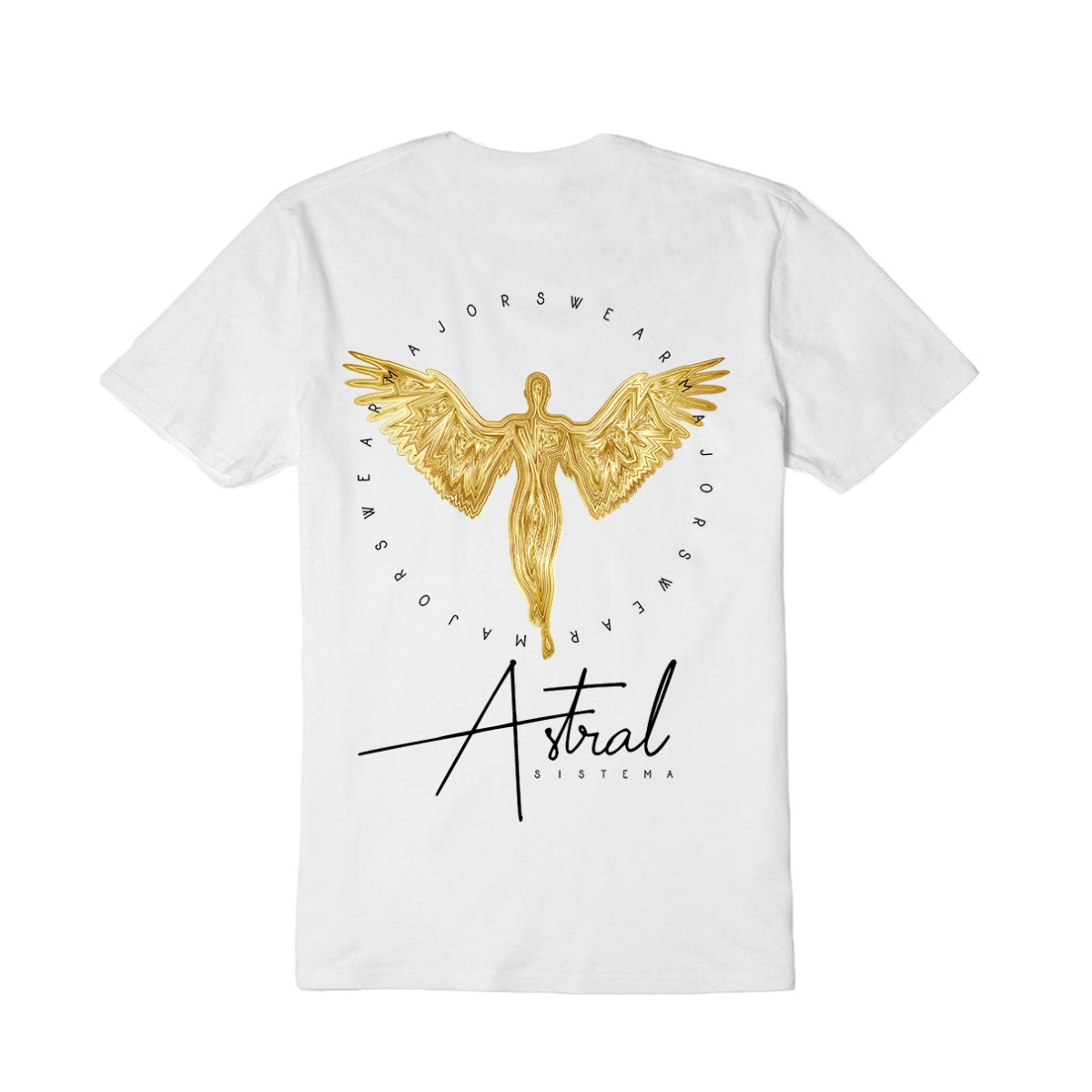 T-shirt golden angel biały